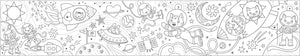 Cosmic Dreams – Travel Friendly Mini Coloring Roll with Illustrations of Cats in Space and 4 Crayons - Indie Indie Bang! Bang!
