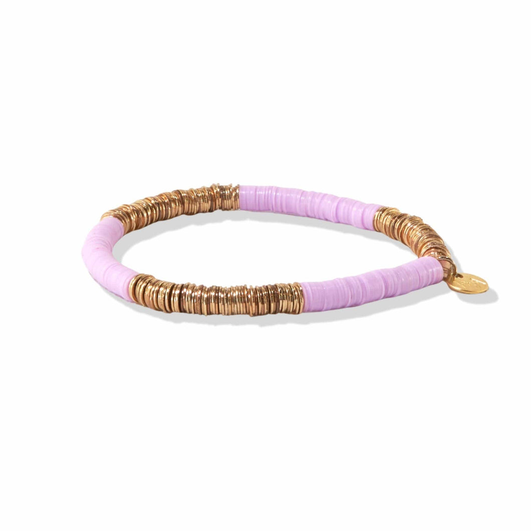 Grace Two Color Block Stretch Bracelet Lilac and Gold - Indie Indie Bang! Bang!