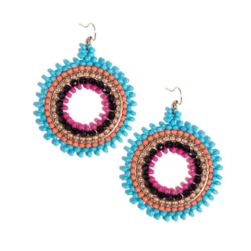 Lulu Circles Beaded Earrings Turquoise - Indie Indie Bang! Bang!