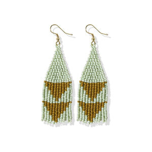 Lennon Two Color Triangles Beaded Fringe Earrings Mint - Indie Indie Bang! Bang!