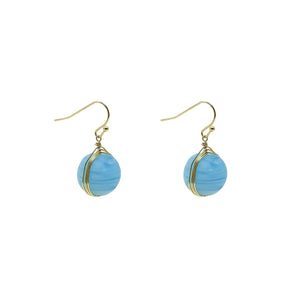 Marbled Glass Drop Earrings - Turquoise - Indie Indie Bang! Bang!
