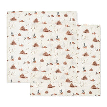 Load image into Gallery viewer, Sandcastle Bamboo Muslin 2-Piece Burp Cloth Set - Indie Indie Bang! Bang!