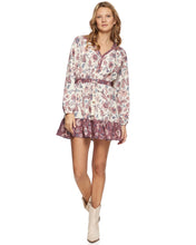 Load image into Gallery viewer, Maybell LS Floral Contrast Mini Dress W/ Cinch Waist - Indie Indie Bang! Bang!
