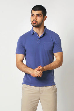 Washed Cotton Jersey Polo - Mid Blue - Indie Indie Bang! Bang!