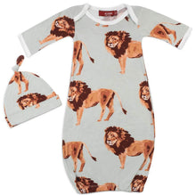 Load image into Gallery viewer, Bamboo Newborn Gown &amp; Hat Set - Lion - Indie Indie Bang! Bang!