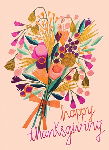 Thanksgiving Flowers Holiday Card - Indie Indie Bang! Bang!