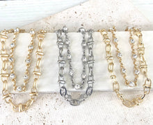 Load image into Gallery viewer, Equestrian linked chain layering crystal necklaces 