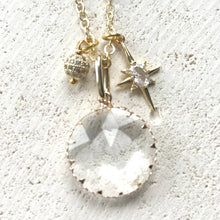 Load image into Gallery viewer, Crystal with Star and CZ Ball Charm Necklace