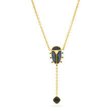 Load image into Gallery viewer, SCARAB Lariat Necklace, 18"+2" - Blue Labradorite/Black Agate | Capucine De Wulf