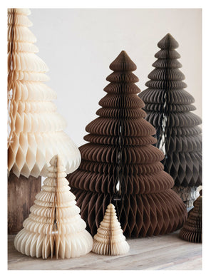 Paper Folding Honeycomb Trees w/ Gold Glitter, Brown, Set of 3 - Indie Indie Bang! Bang!