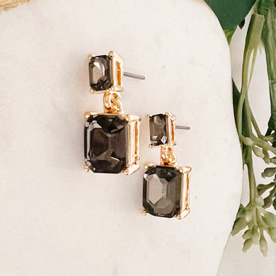 Black Gemstone Dangle Earring