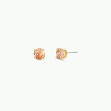 Load image into Gallery viewer, Round CZ- Champagne - Gold Earrings