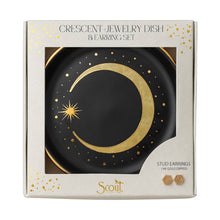 Load image into Gallery viewer, Jewelry Dish &amp; Stud Earring Set - Crescent/Black