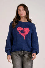 Load image into Gallery viewer, Navy Pink Heart Sweater - Indie Indie Bang! Bang!
