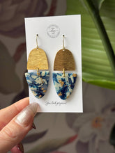 Load image into Gallery viewer, Midnight Marble + Gold Dangles