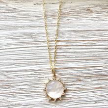 Load image into Gallery viewer, CZ  Sunburst Pearl Crystal Necklace