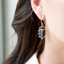 Load image into Gallery viewer, SCARAB Petite Drop Earrings - Blue Labradorite/Black Agate | Capucine De Wulf