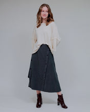 Load image into Gallery viewer, Corduroy side zip button ace skirt - Charcoal