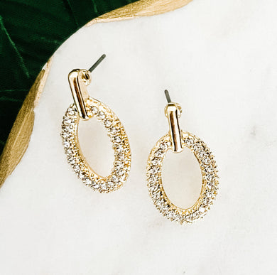 Oval Pave Drop Earring