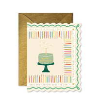 Load image into Gallery viewer, Birthday Cake and Candles Scallop Greeting Card