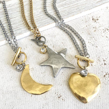 Load image into Gallery viewer, Star, Moon, Heart Mixed Metal Necklaces