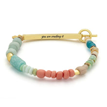 Load image into Gallery viewer, Hidden Message Bracelet - Crushing It/Amazonite/Gold - Indie Indie Bang! Bang!