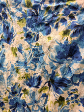 Load image into Gallery viewer, French Pareo Scarf / Sarong  - Blue Floral 30x60