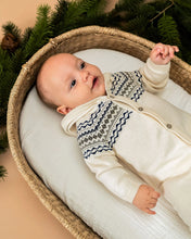 Load image into Gallery viewer, Fair Isle Jacquard Sweater Knit Baby Hooded Jumpsuit