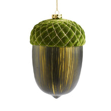 Load image into Gallery viewer, Glass Acorn Ornament with Quilted Velvet Top - Indie Indie Bang! Bang!
