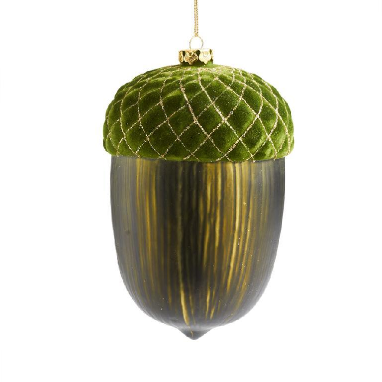 Glass Acorn Ornament with Quilted Velvet Top - Indie Indie Bang! Bang!