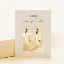 Load image into Gallery viewer, Gold Hoop Rectangle Earrings - Indie Indie Bang! Bang!