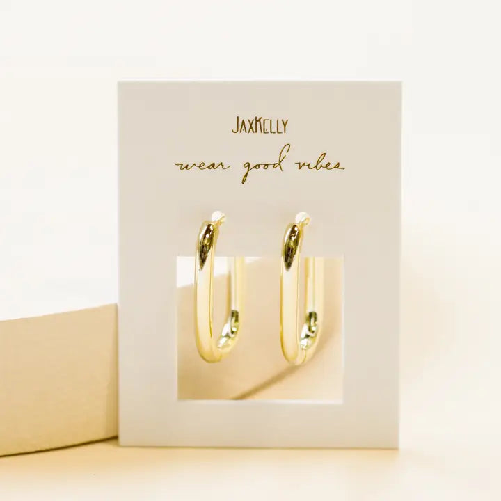 Gold Hoop Rectangle Earrings - Indie Indie Bang! Bang!