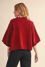 Load image into Gallery viewer, Dark Wine Marled Mock Neck Short Sleeve Sweater - Indie Indie Bang! Bang!