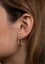 Load image into Gallery viewer, Gold Hoop Rectangle Earrings - Indie Indie Bang! Bang!