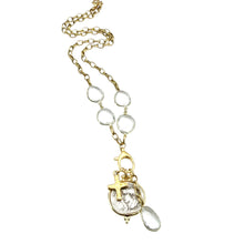 Load image into Gallery viewer, Genuine Gemstone Convertible Greek Charm Gold Necklace