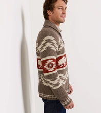 Load image into Gallery viewer, Bison Lambswool Zip Cardigan - Brown Donegal | Pendleton
