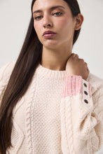 Load image into Gallery viewer, Cable Knit Cream w/ button sleeve detail Sweater | MD'M - Indie Indie Bang! Bang!
