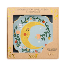 Load image into Gallery viewer, Jewelry Dish &amp; Stud Earring Set - Flower Moon/Blue