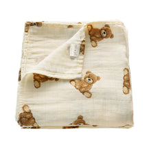 Load image into Gallery viewer, Teddy Bear Bamboo Muslin Swaddle