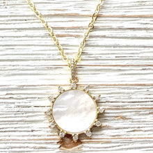 Load image into Gallery viewer, CZ  Sunburst Pearl Crystal Necklace