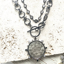 Load image into Gallery viewer, Clear crystal gunmetal layering necklace boutique salon