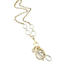 Load image into Gallery viewer, Genuine Gemstone Convertible Greek Charm Gold Necklace