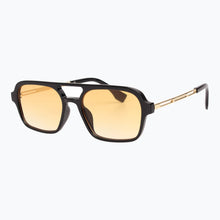 Load image into Gallery viewer, Groove Theory - Vintage Slim Tinted Lens Aviator Sunglasses : Black/Amber - Indie Indie Bang! Bang!