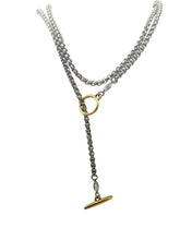 Load image into Gallery viewer, Wrap necklace two toned lariat mixed metals 