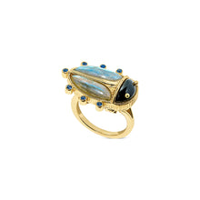 Load image into Gallery viewer, Scarab Ring - Blue Labradorite/Black Agate | Capucine De Wulf