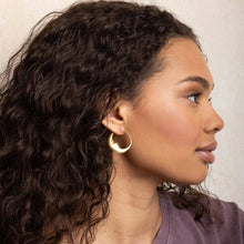 Load image into Gallery viewer, Refined Icon Earring - Moon Hoop/Gold
