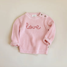 Load image into Gallery viewer, Love Embroidered Sweater Knit Baby Pullover (Organic Cotton)