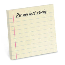 Load image into Gallery viewer, Per My Last Sticky - Funny Sarcastic Sticky Note Pad