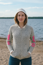 Load image into Gallery viewer, Knit Heart Full Zip Hoodie Sweater - Indie Indie Bang! Bang!