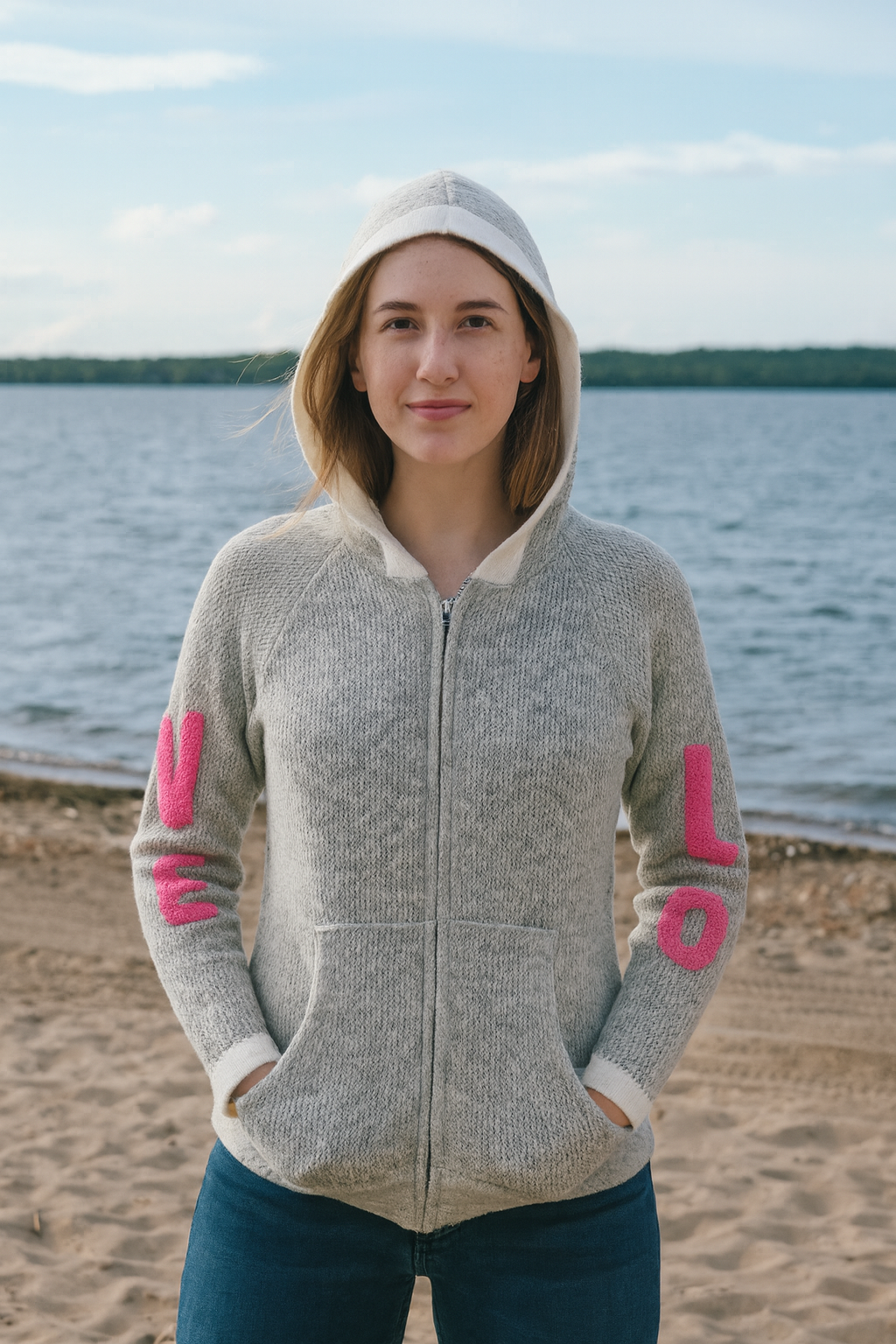 Knit Heart Full Zip Hoodie Sweater - Indie Indie Bang! Bang!